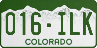 CO license plate 016ILK