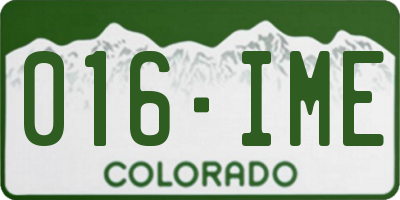 CO license plate 016IME