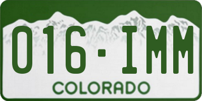 CO license plate 016IMM