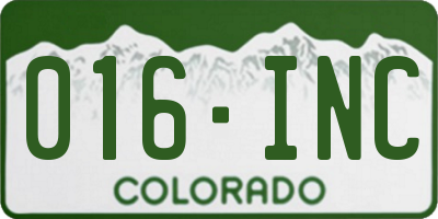 CO license plate 016INC