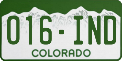 CO license plate 016IND