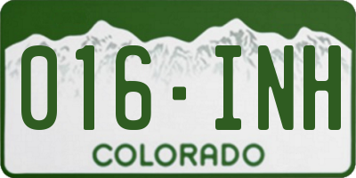 CO license plate 016INH