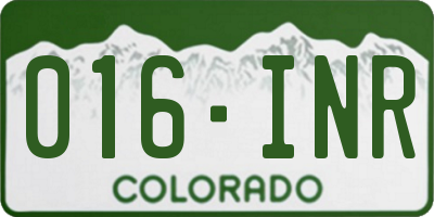 CO license plate 016INR