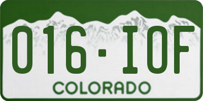 CO license plate 016IOF