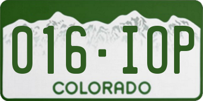 CO license plate 016IOP