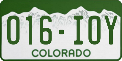CO license plate 016IOY