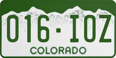 CO license plate 016IOZ