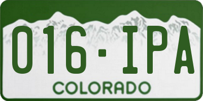 CO license plate 016IPA