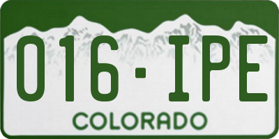 CO license plate 016IPE