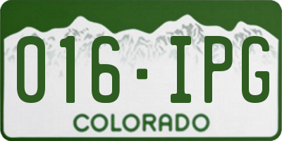 CO license plate 016IPG