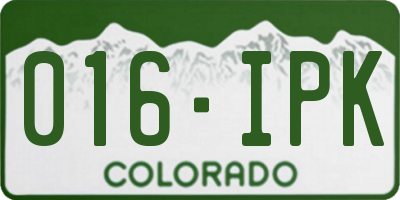 CO license plate 016IPK