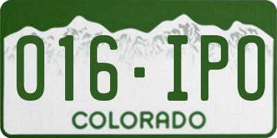 CO license plate 016IPO