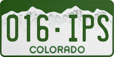 CO license plate 016IPS