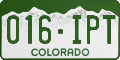 CO license plate 016IPT