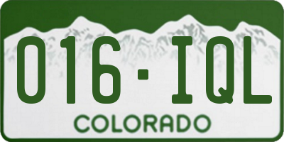 CO license plate 016IQL