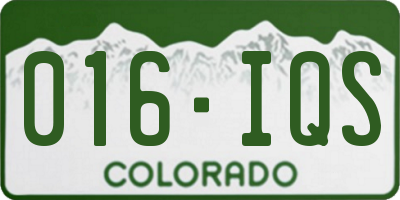 CO license plate 016IQS