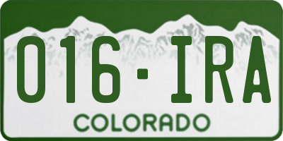 CO license plate 016IRA