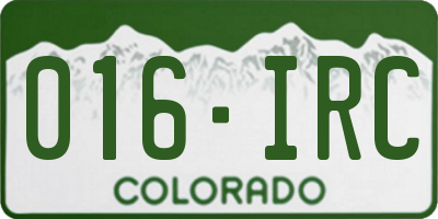 CO license plate 016IRC