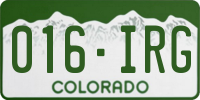 CO license plate 016IRG