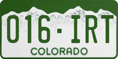 CO license plate 016IRT