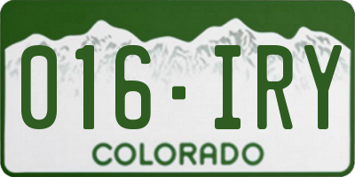 CO license plate 016IRY