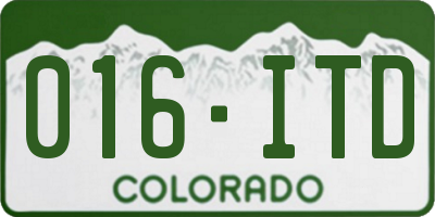 CO license plate 016ITD