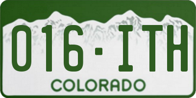 CO license plate 016ITH