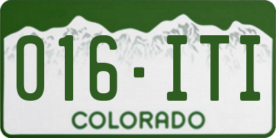 CO license plate 016ITI