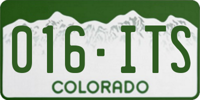 CO license plate 016ITS