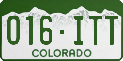 CO license plate 016ITT