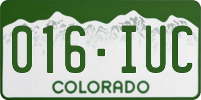 CO license plate 016IUC