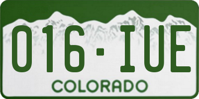 CO license plate 016IUE