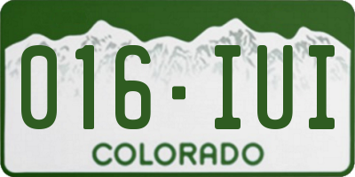 CO license plate 016IUI