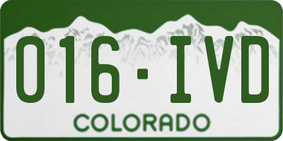 CO license plate 016IVD