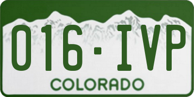 CO license plate 016IVP