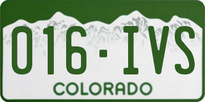 CO license plate 016IVS
