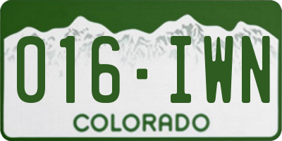 CO license plate 016IWN