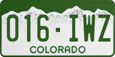 CO license plate 016IWZ