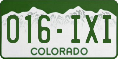 CO license plate 016IXI