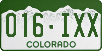 CO license plate 016IXX