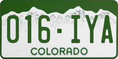 CO license plate 016IYA