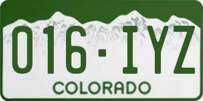 CO license plate 016IYZ