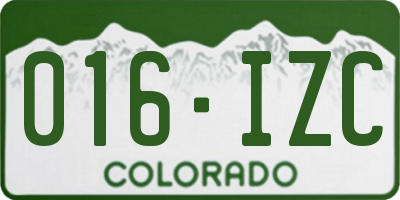 CO license plate 016IZC