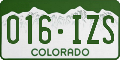 CO license plate 016IZS