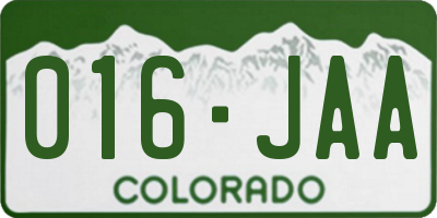 CO license plate 016JAA