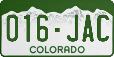 CO license plate 016JAC