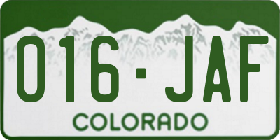 CO license plate 016JAF