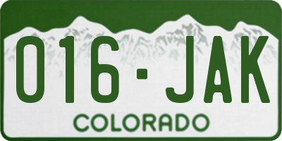 CO license plate 016JAK