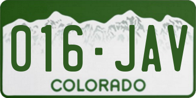 CO license plate 016JAV