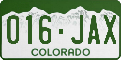 CO license plate 016JAX